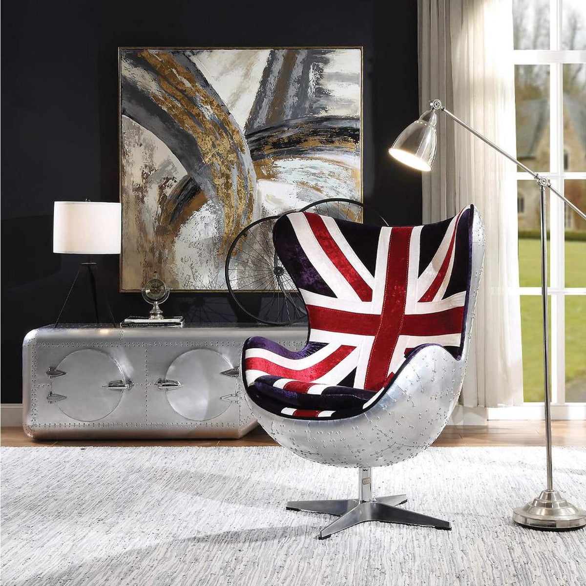 59835 Brancaster British Flag Accent Chair with Swivel