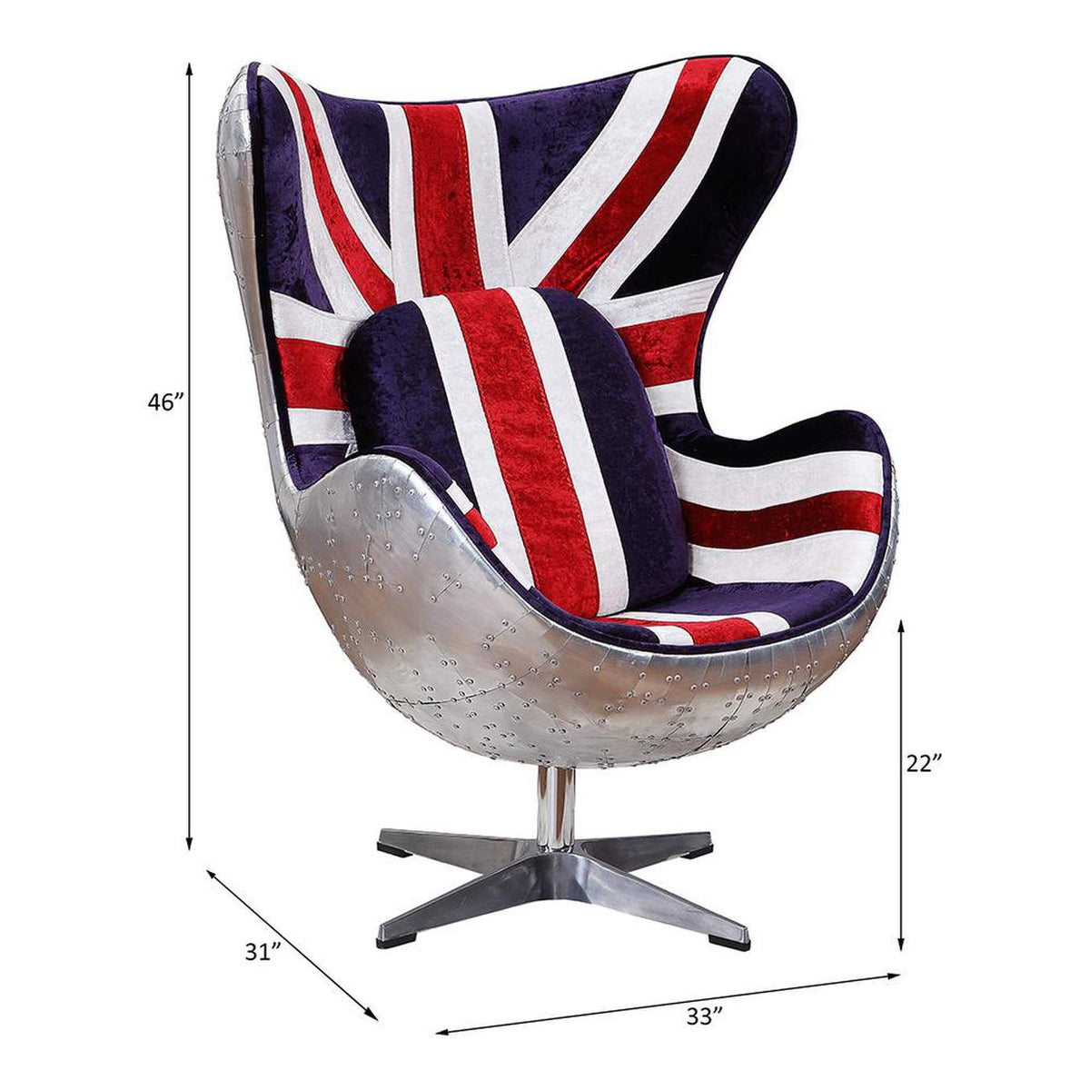 59835 Brancaster British Flag Accent Chair with Swivel