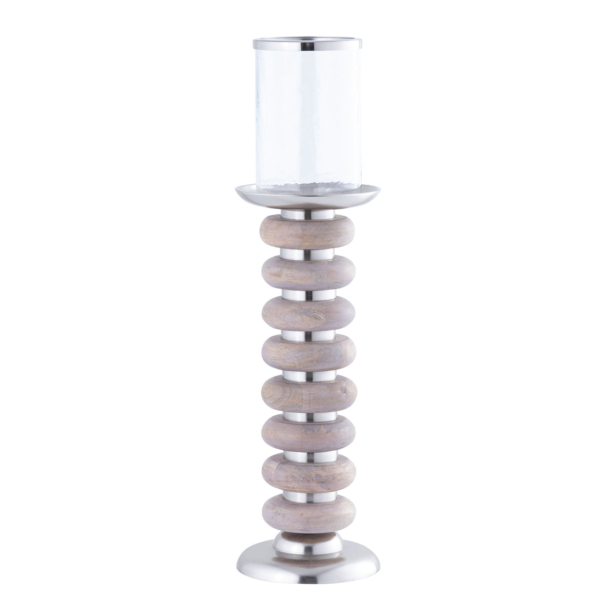 Vinita Small Wood Candle Holder - Tan