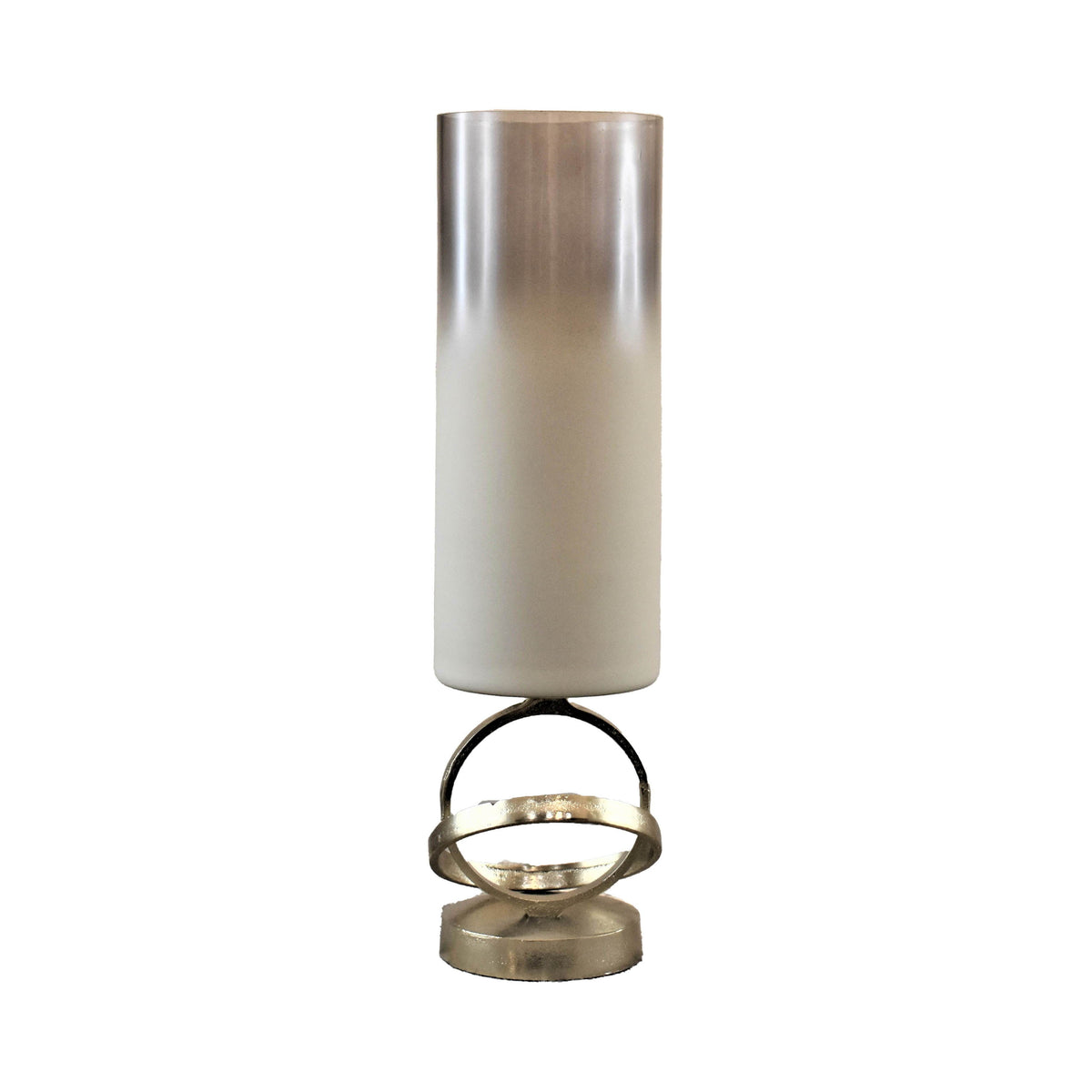 Glass Hurricane With Sphere Base 18" - Gray