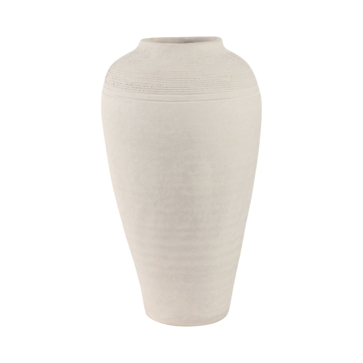 16" x 9" Paper Mache Ribbed Floor Vase - Ivory