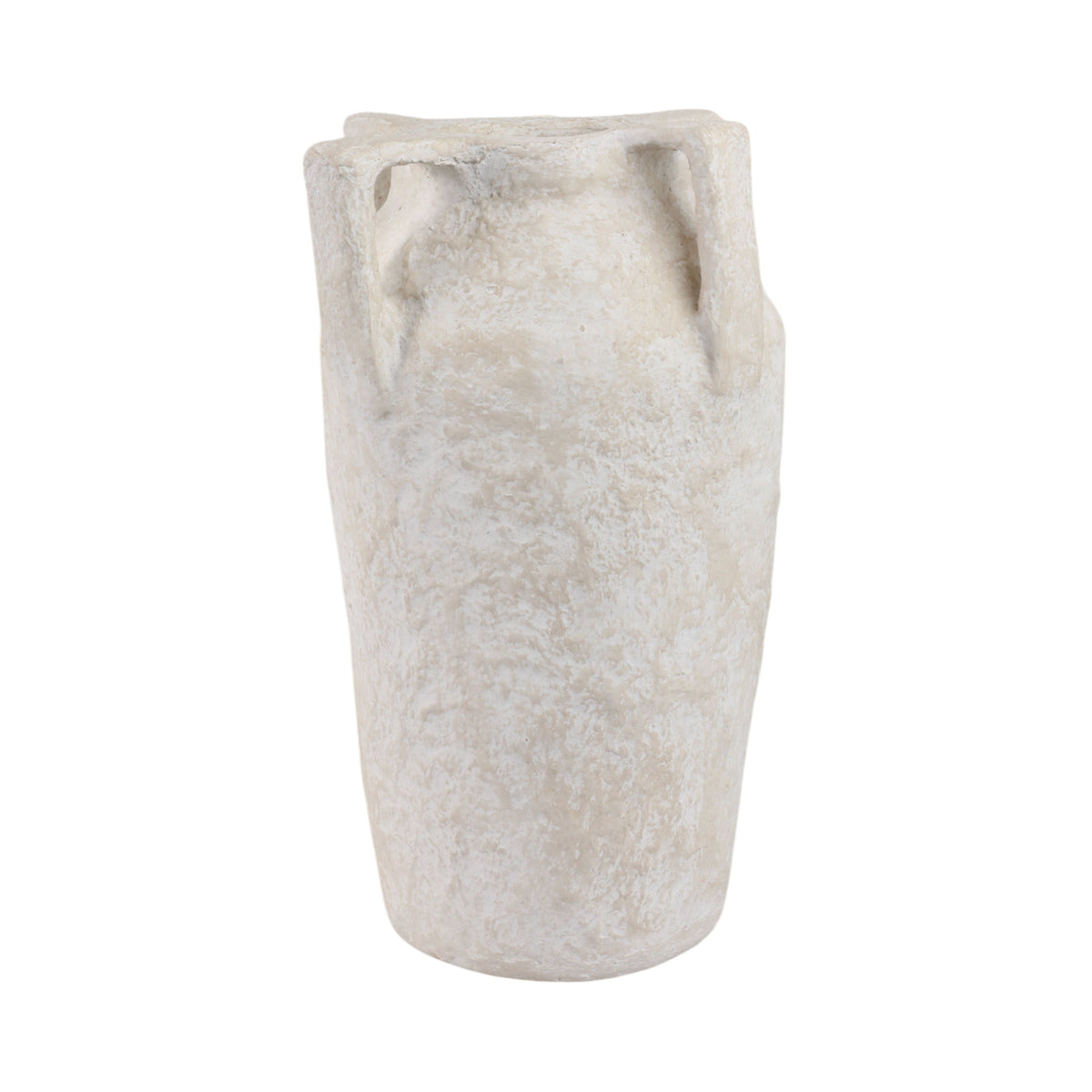 12" Paper Mache Handle Vase - White
