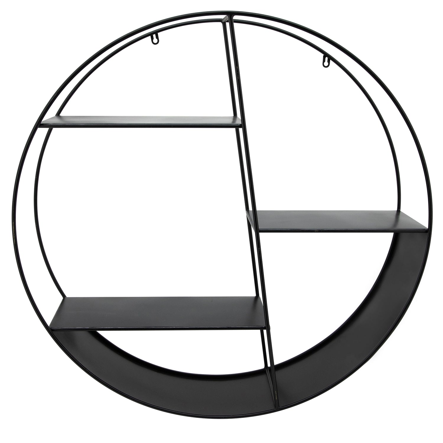 Metal 4-Layered Round Shelf 32" - Black