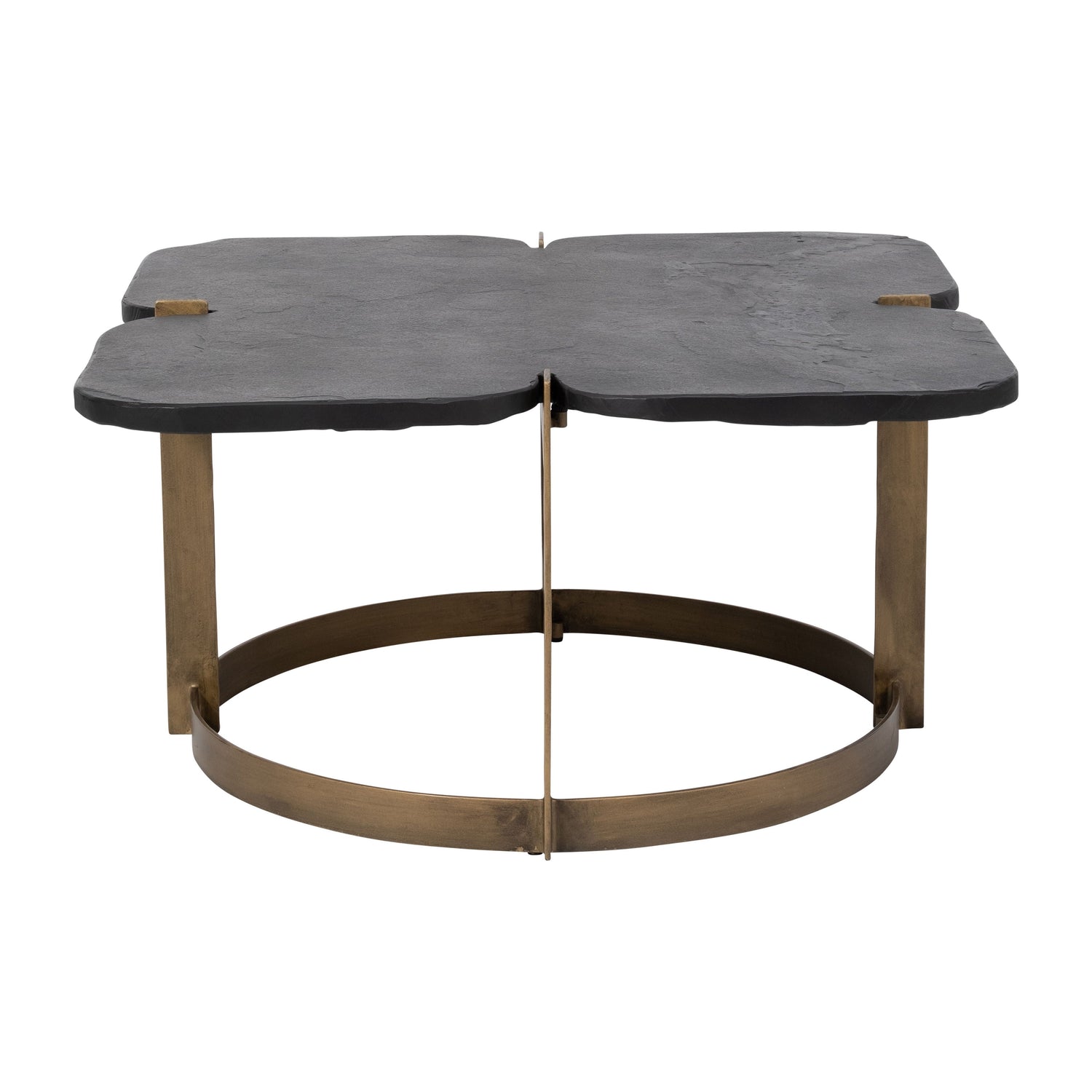 Metal 32 x 17 Stone Top Coffee Table - Gold/Black