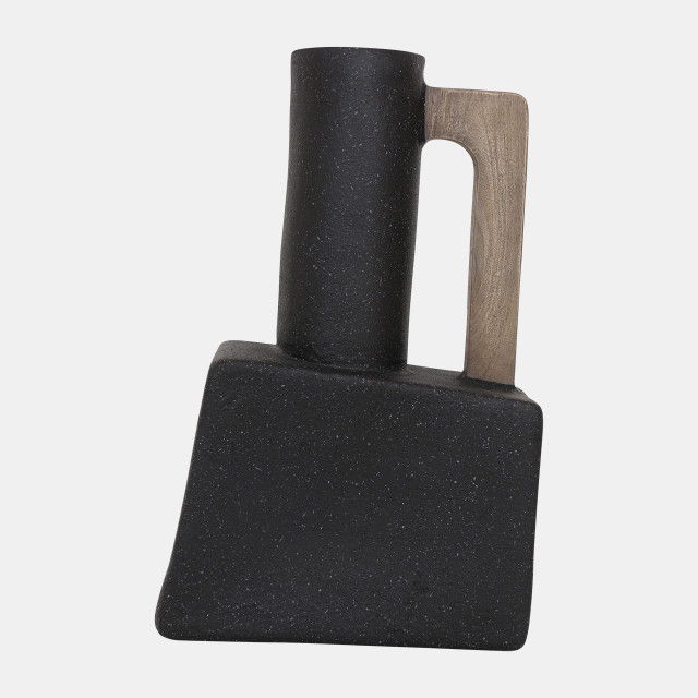 18" Trendy Vase With Handle - Black