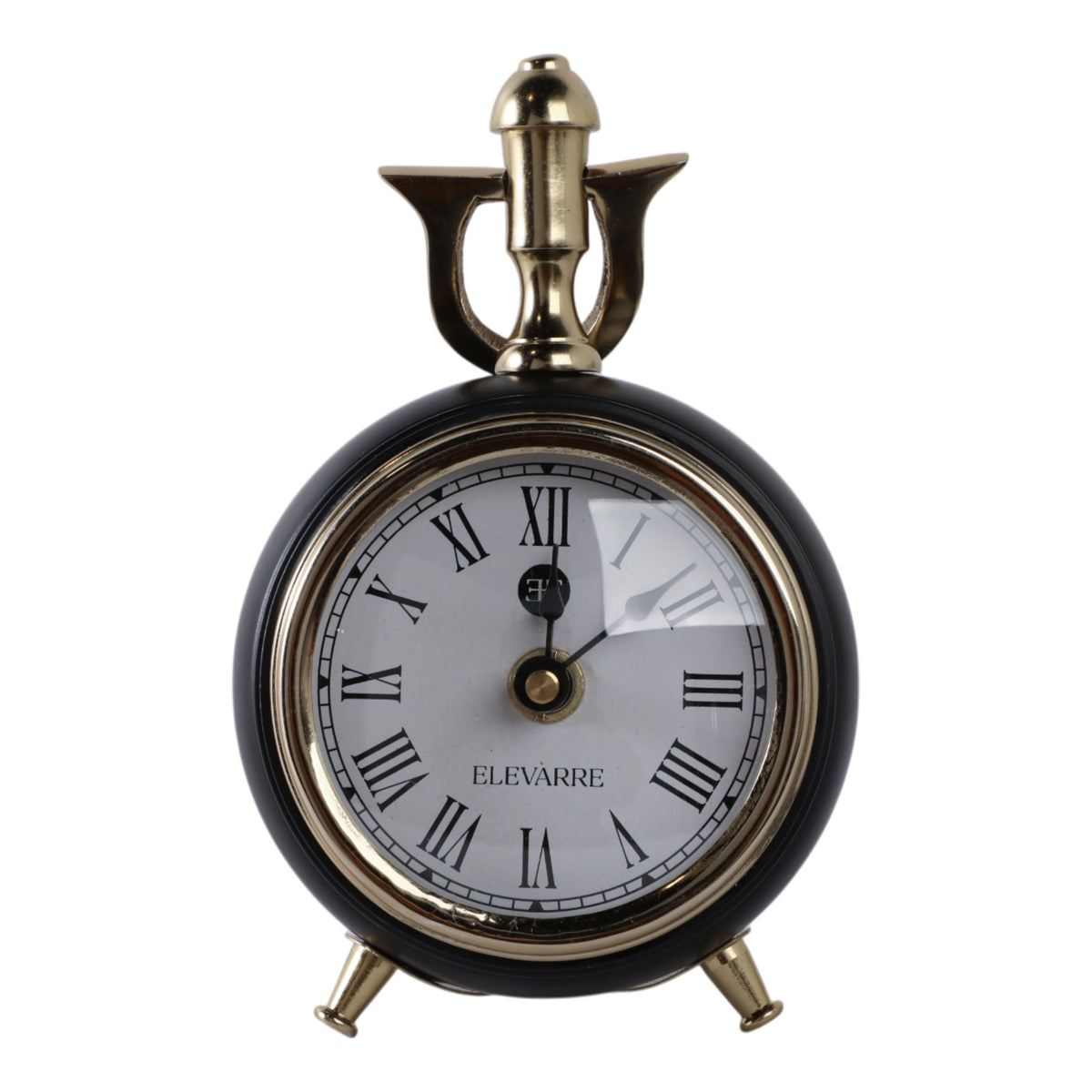 Prescott Brass Desk Clock - Black / Gold