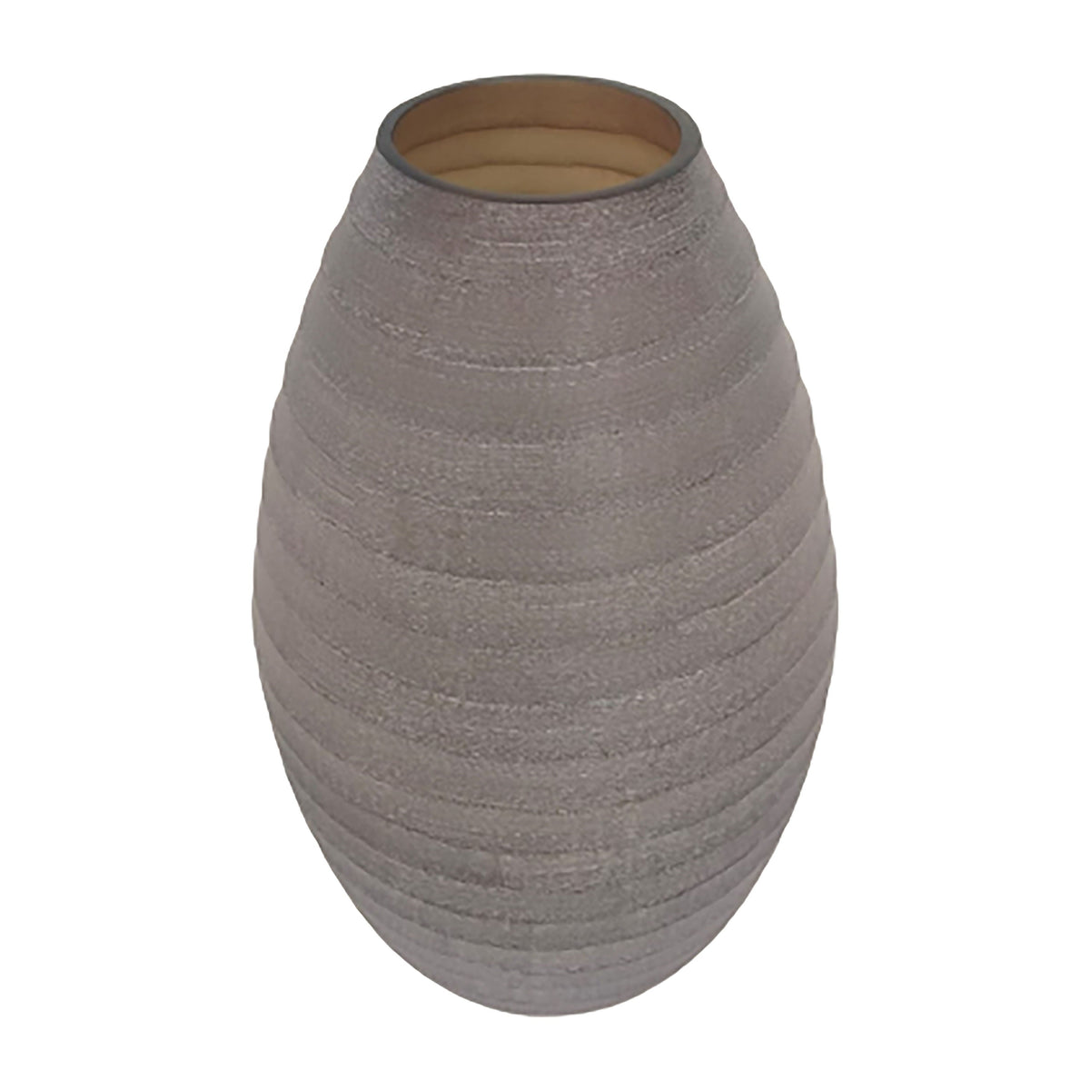Glass 13" Ridged Urn Vase - Champagne