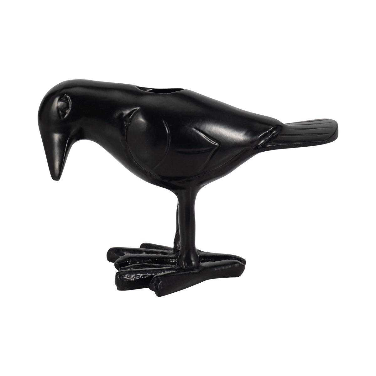 6" Crow Taper Candle Holder - Black