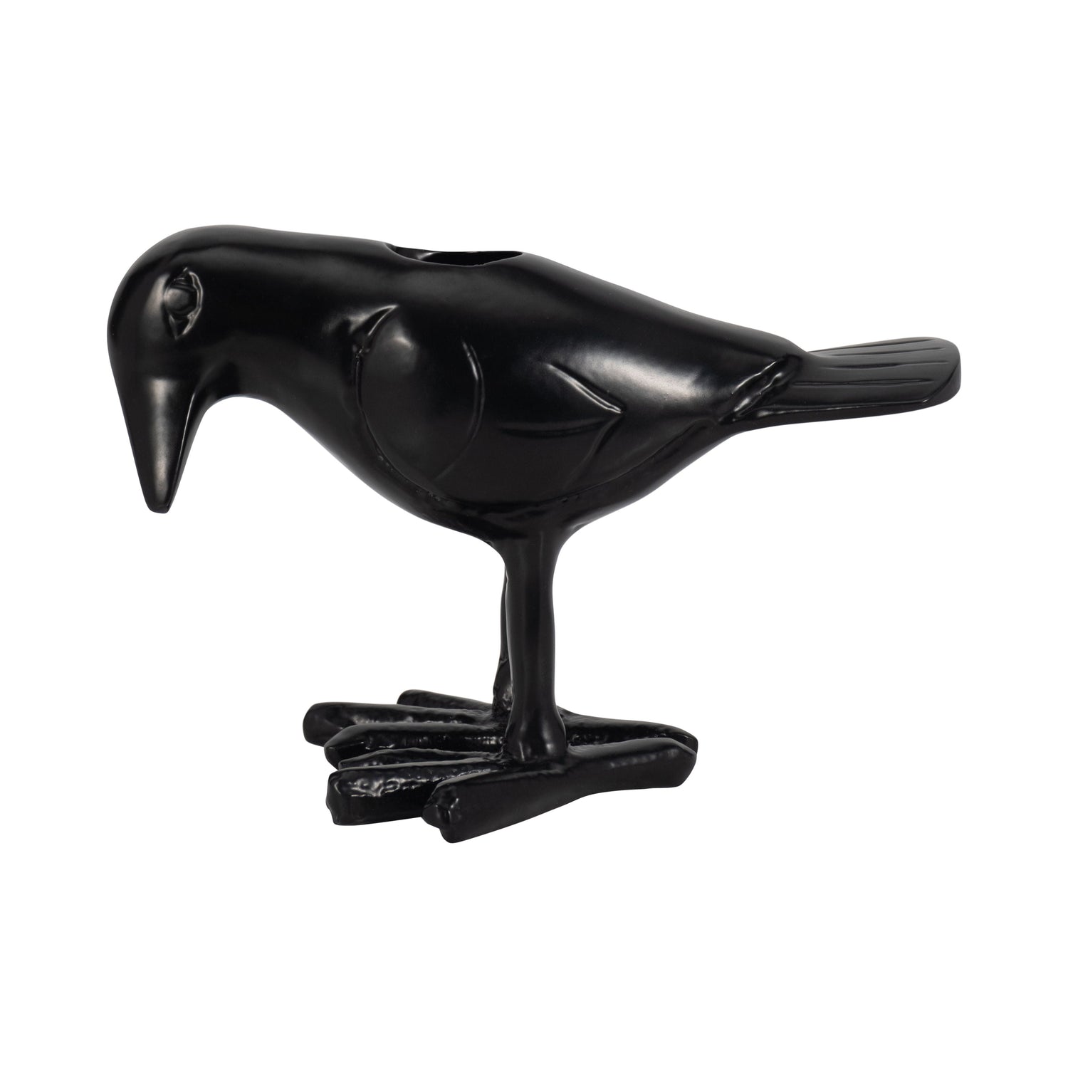 6" Crow Taper Candle Holder - Black
