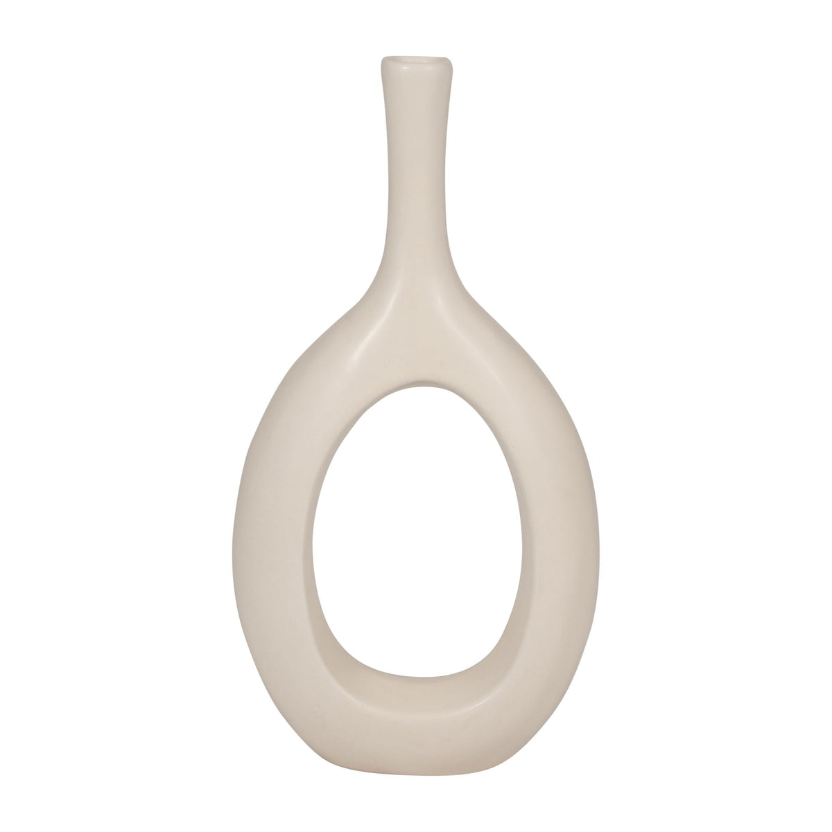 Ceramic Curved Open Cut-Out Vase 12" - Cotton