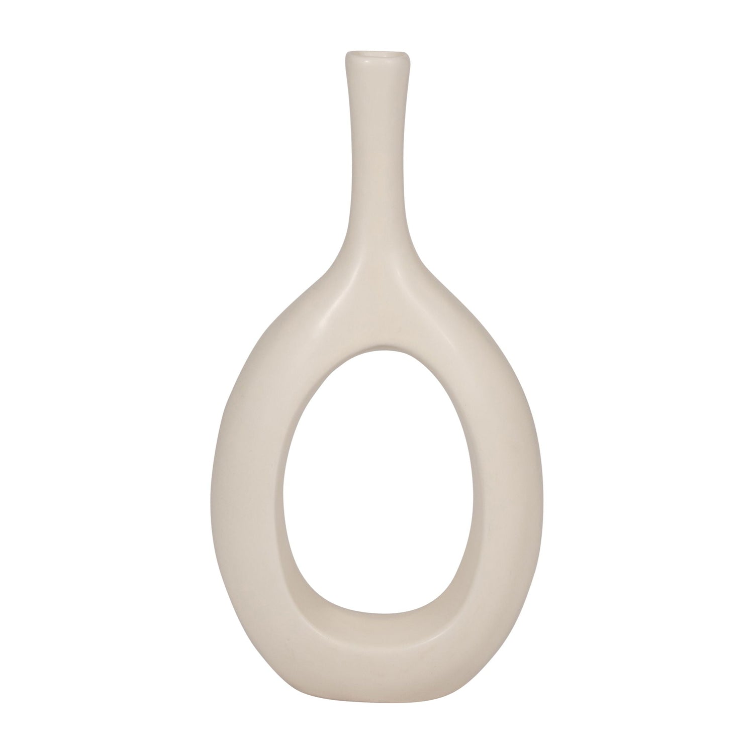 Ceramic Curved Open Cut-Out Vase 12" - Cotton