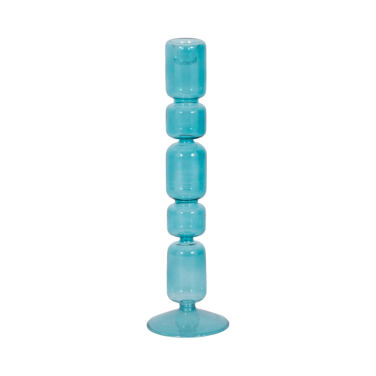 12" Mixed Bubble Taper Candleholder - Blue