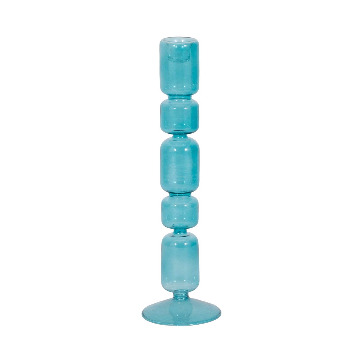 12" Mixed Bubble Taper Candleholder - Blue
