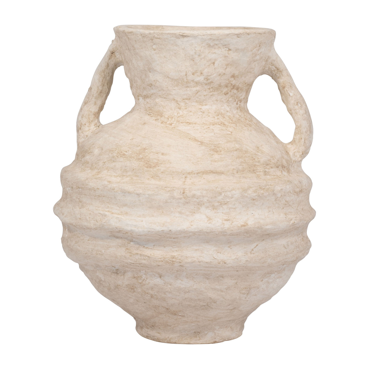 Paper Mache Vase With Handles - White