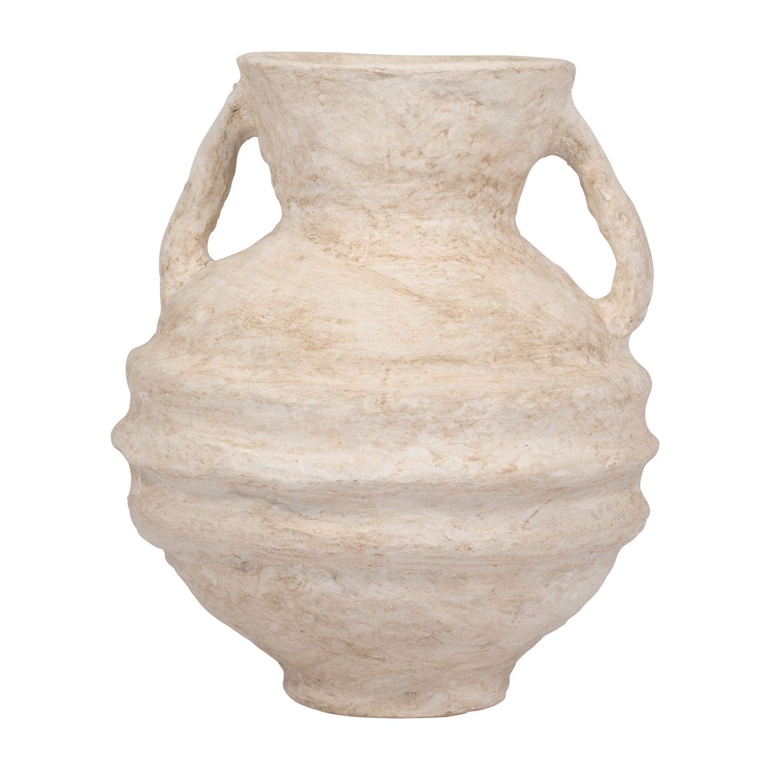Paper Mache Vase With Handles - White