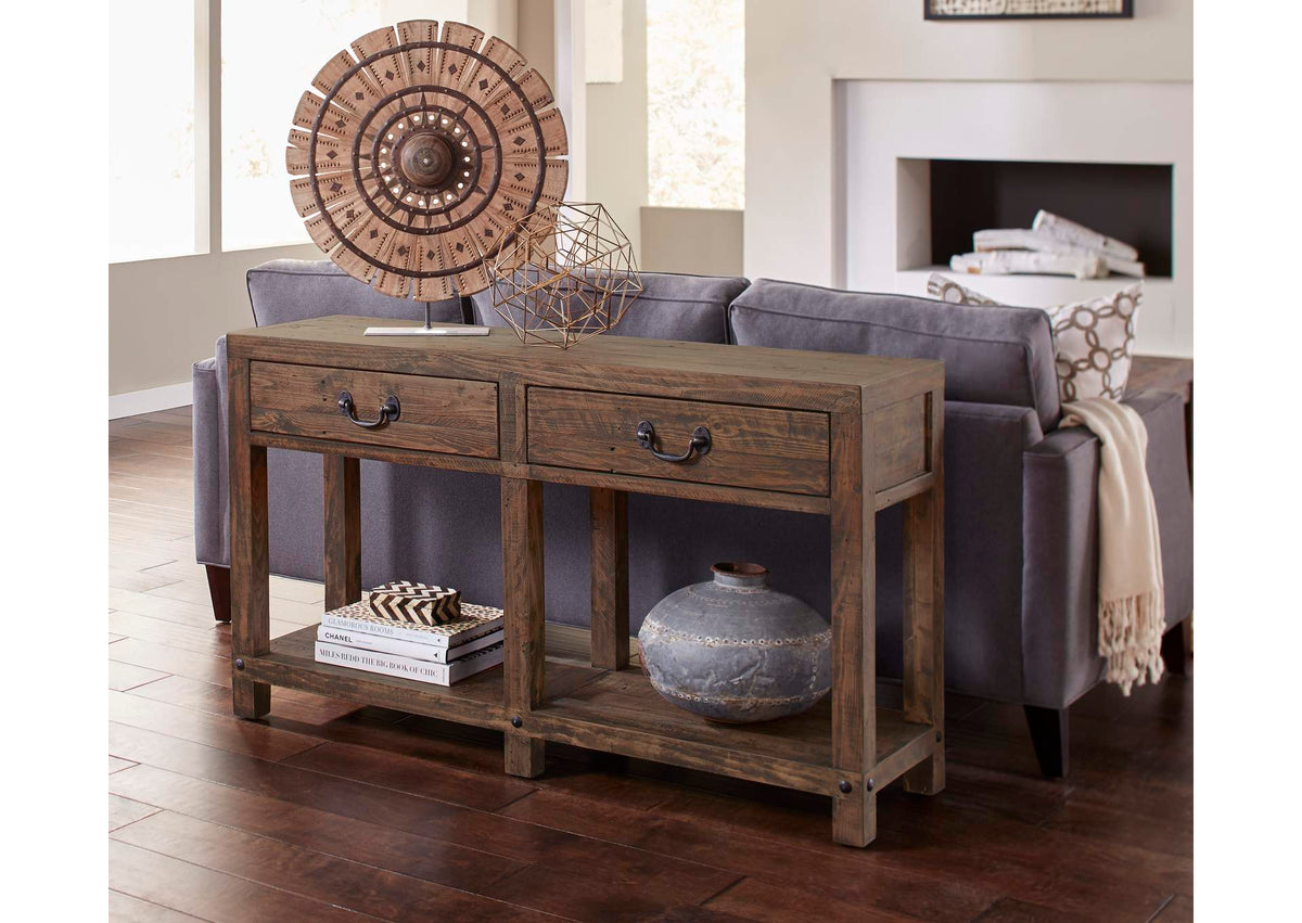 8S3923 Craster Reclaimed Wood Console Table In Smoky Taupe