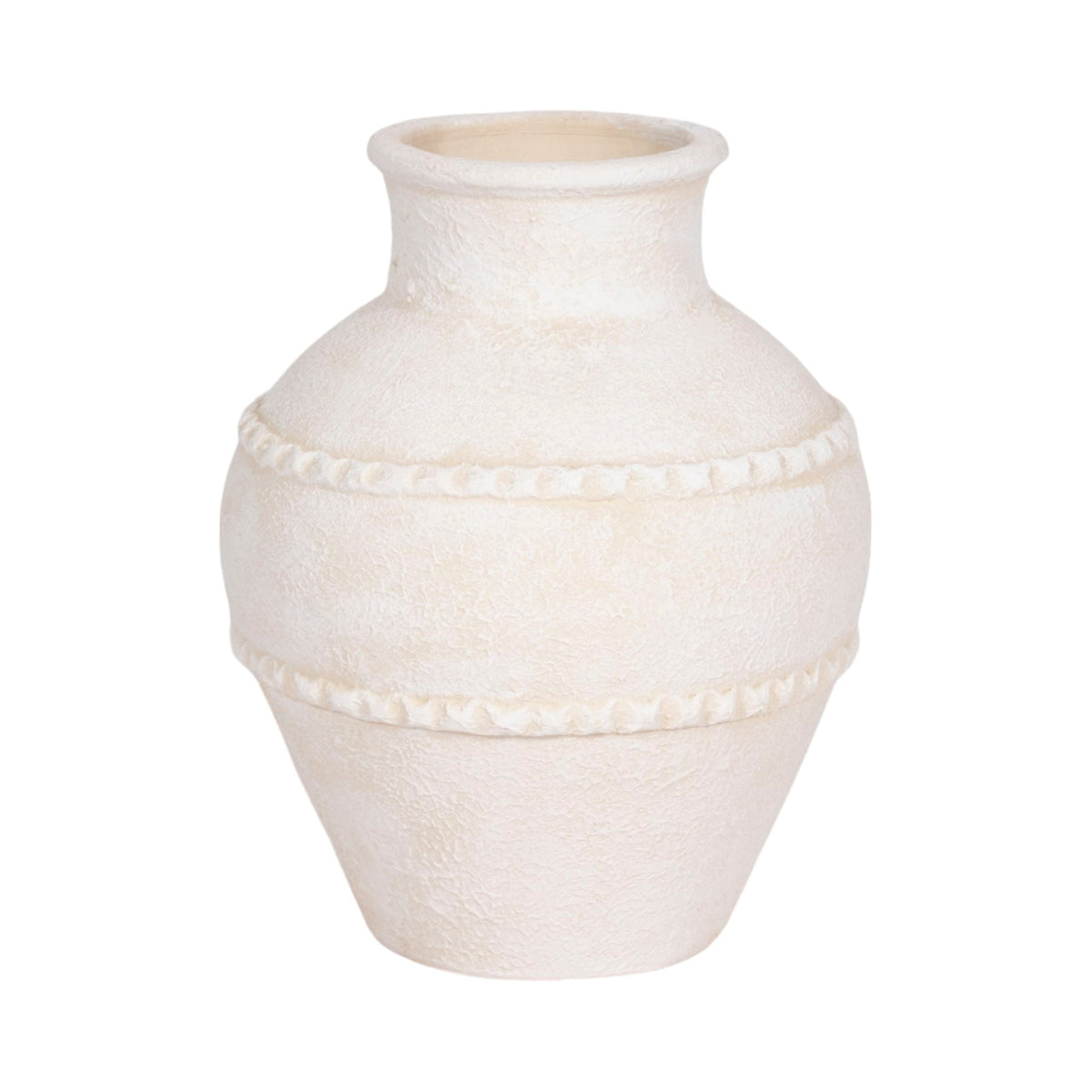 12" Traditional Textured Terracotta Vase - Ivory
