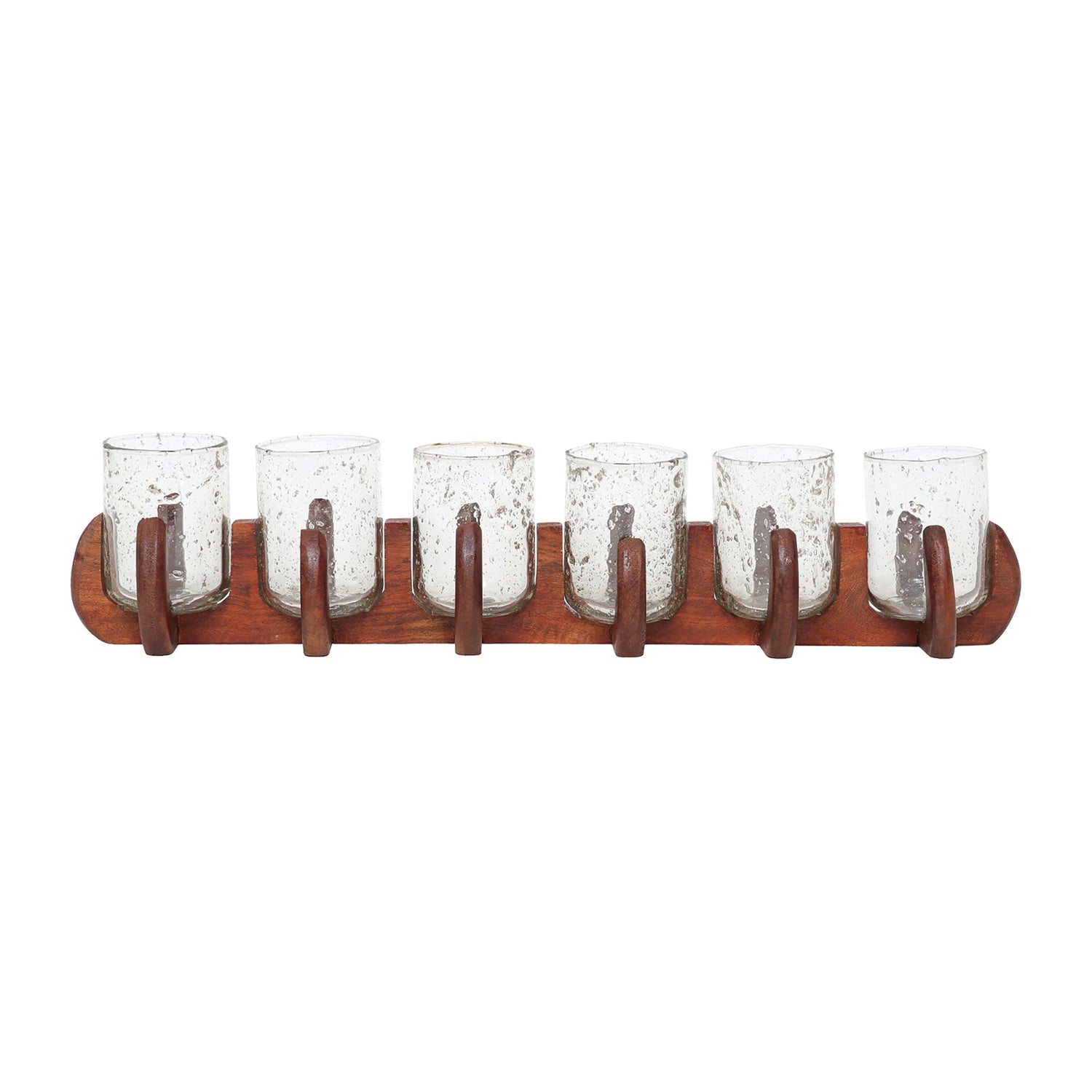 Glass 24" 6-Votive Holders With Base - Brown / Clear