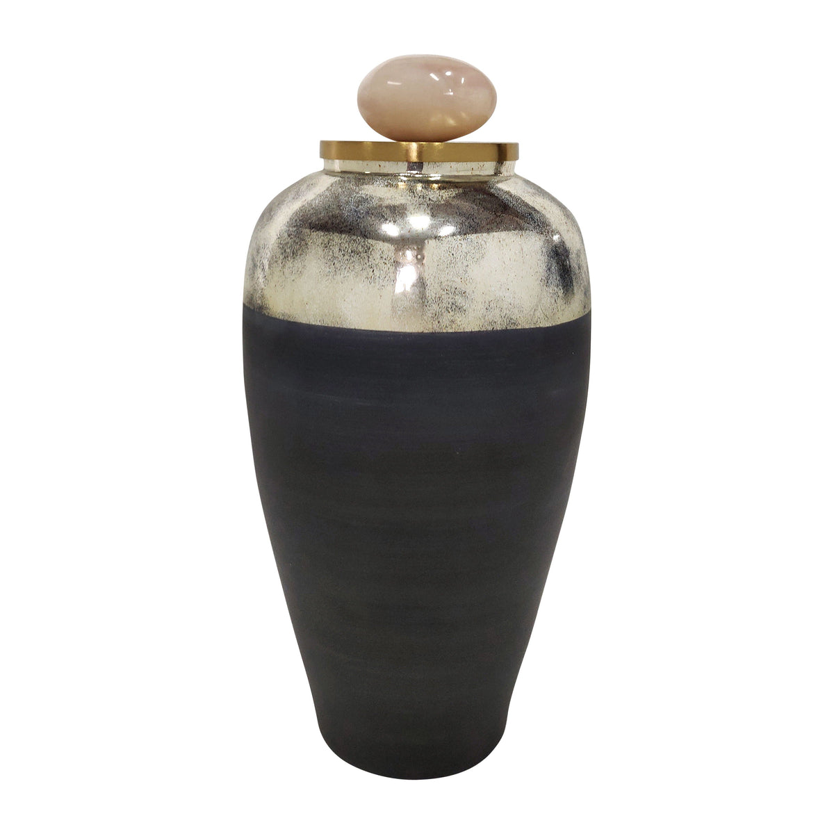 Glass 23" Vase With Resin Topper - Gray