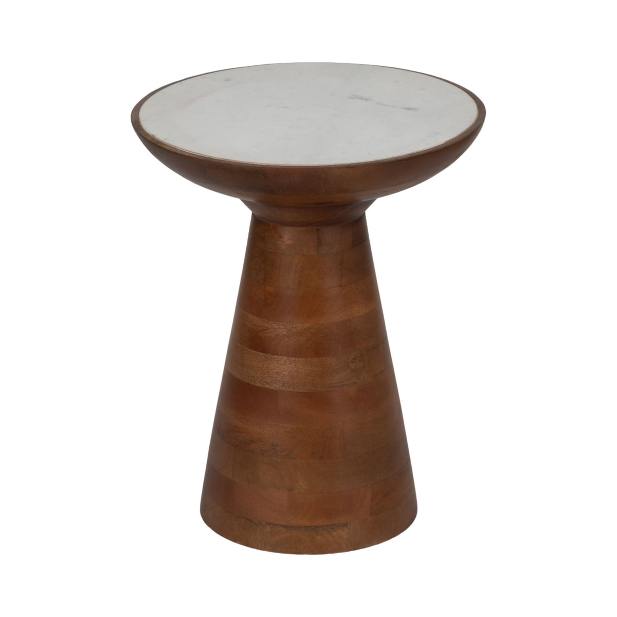 Wood Accent Table Marble Top 20" - Natural / White