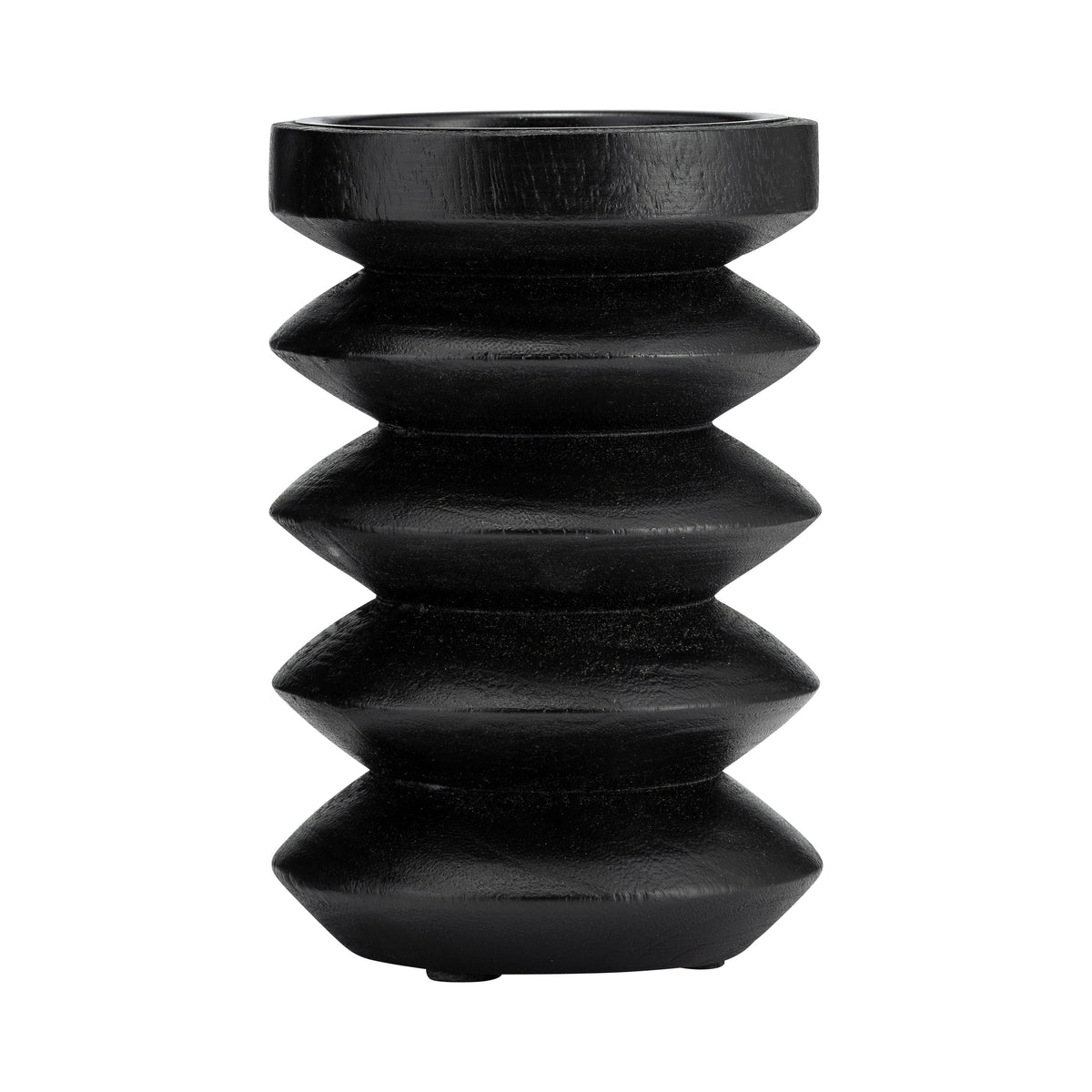 Wood 6" Accordion Candle Holder - Black