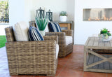 Havana - Club Chair, With Self Welt - Canvas Flax / Dark Brown