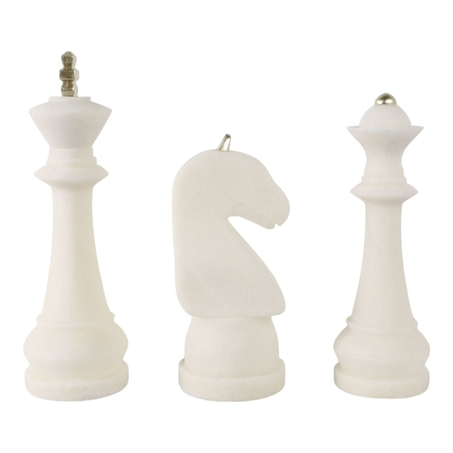 12" / 14" / 16" Afton Quartz Resin Chess Pieces (Set of 3) - White