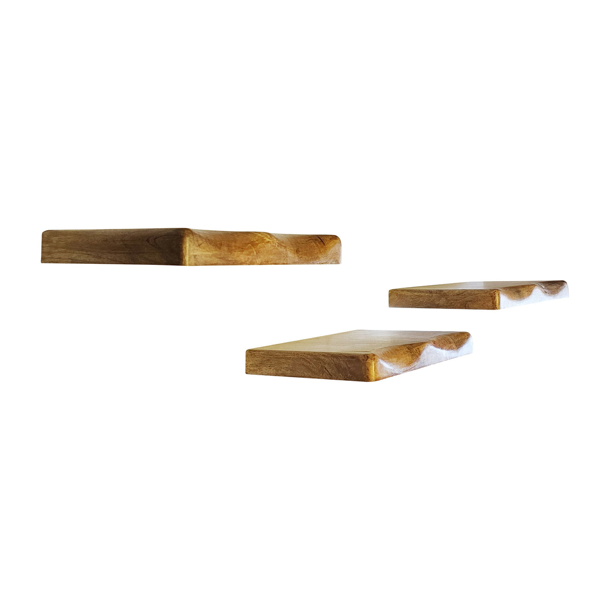 Mango Wood Shelves (Set of 3) - Brown