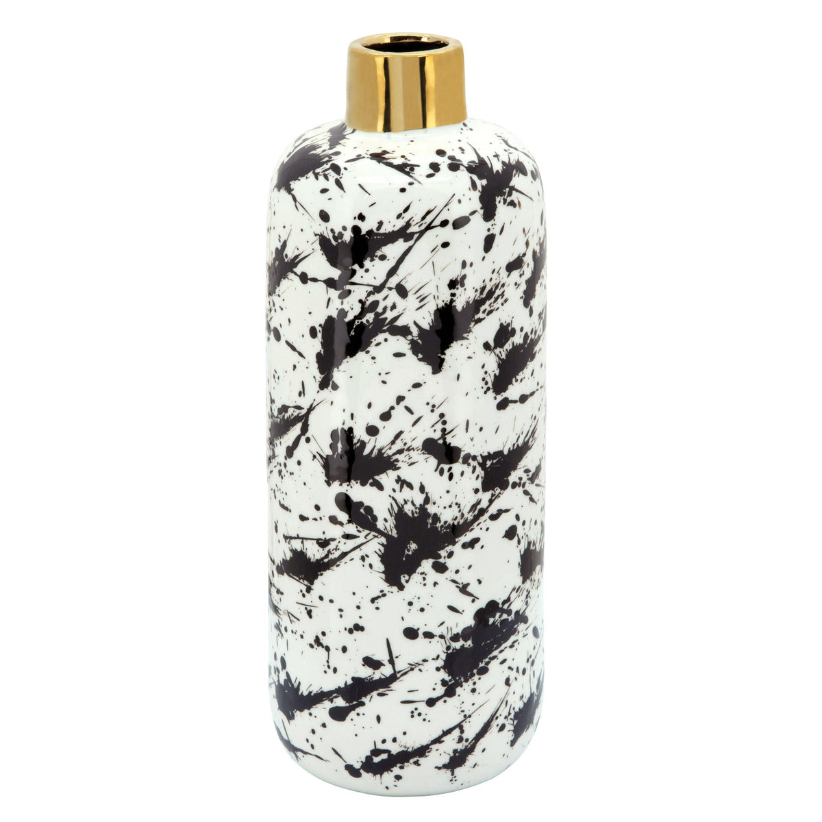 Vase With Gold Lid - White / Black