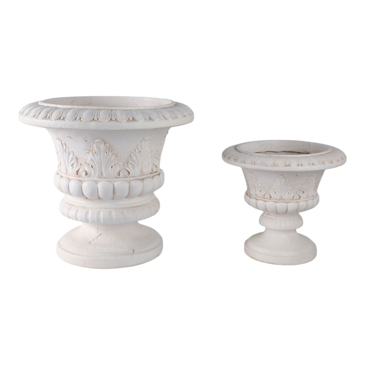 16" / 22" Traditional Urn Planters (Set of 2) - Ivory