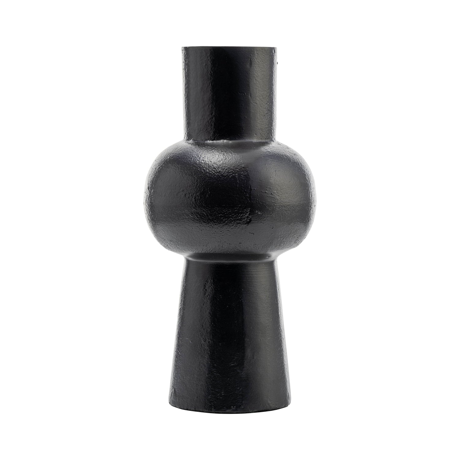 Metal 12" Mid Ellipsoid Vase - Black