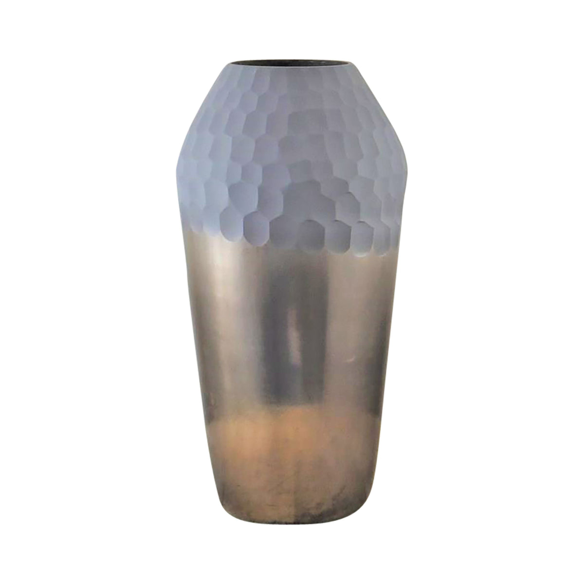 Glass 14" 2-Tone Hand-Cut Vase - Metallic