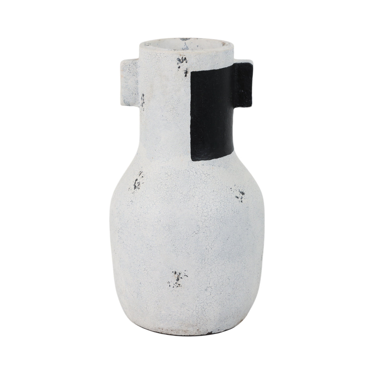 Black Patch Modern Terracotta Vase - Ivory