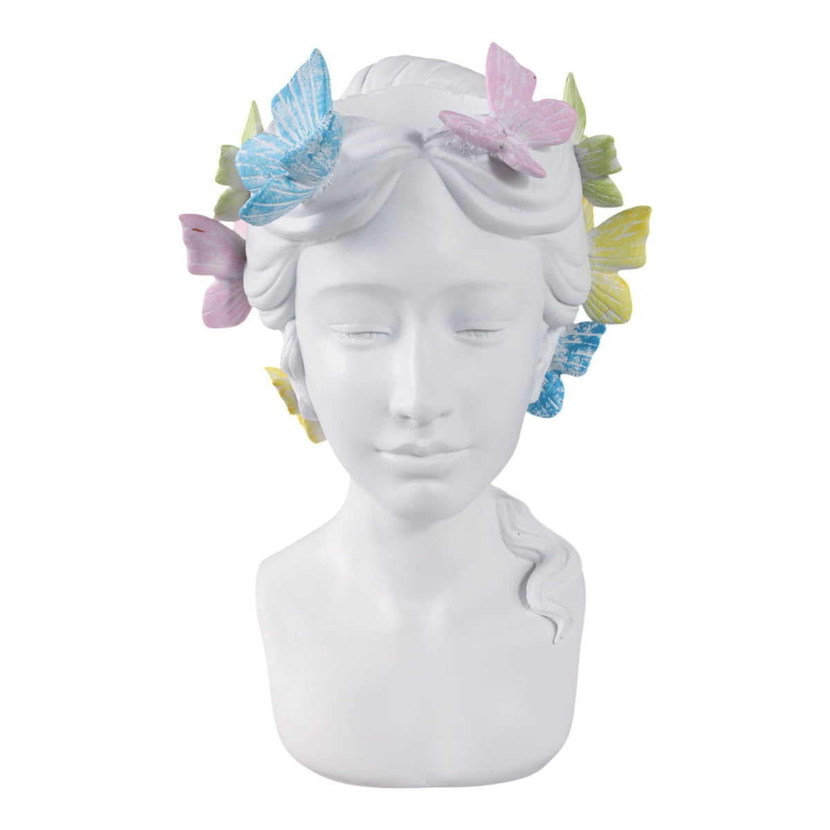 11" x 7" Lady With Butterflies Planter - White Multi