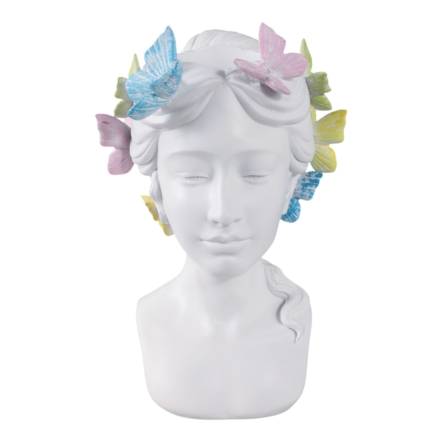 11" x 7" Lady With Butterflies Planter - White Multi