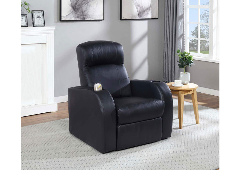 600001 Cyrus Upholstered Track Arm Recliner Black