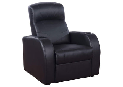 600001 Cyrus Upholstered Track Arm Recliner Black