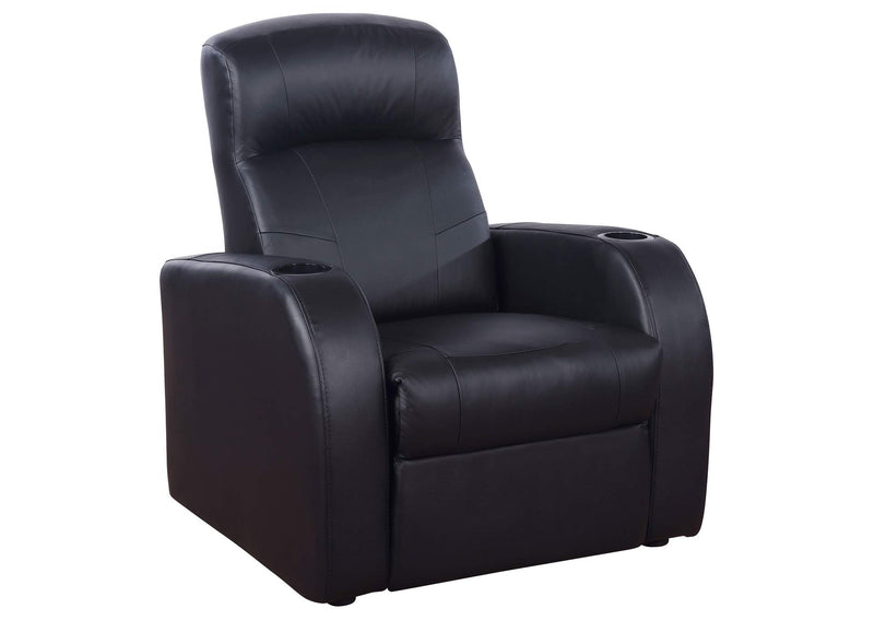 600001 Cyrus Upholstered Track Arm Recliner Black