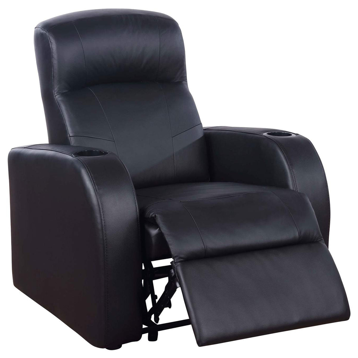 600001 Cyrus Upholstered Track Arm Recliner Black