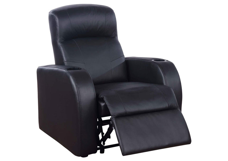 600001 Cyrus Upholstered Track Arm Recliner Black