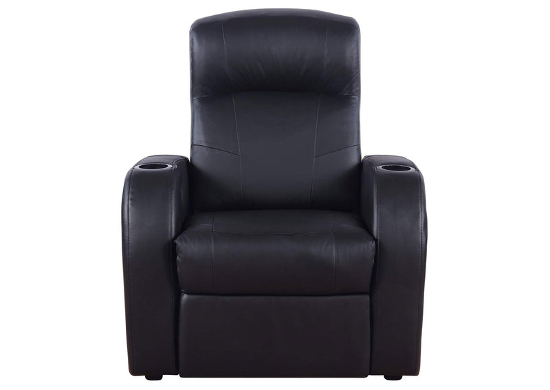 600001 Cyrus Upholstered Track Arm Recliner Black
