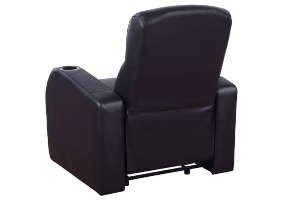600001 Cyrus Upholstered Track Arm Recliner Black