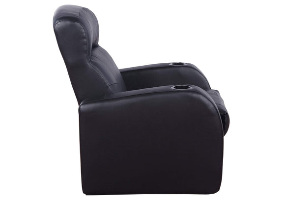 600001 Cyrus Upholstered Track Arm Recliner Black