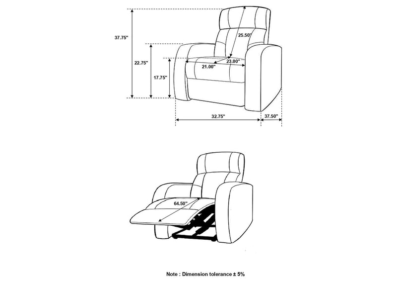 600001 Cyrus Upholstered Track Arm Recliner Black