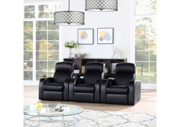 600001 Cyrus Upholstered Track Arm Recliner Black