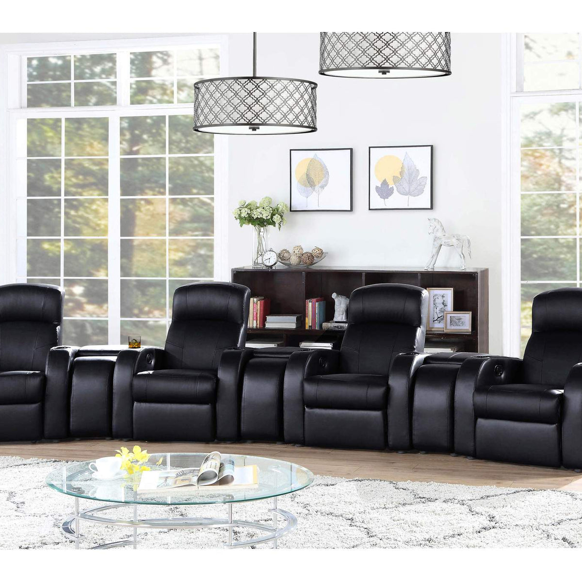 600001 Cyrus Upholstered Track Arm Recliner Black