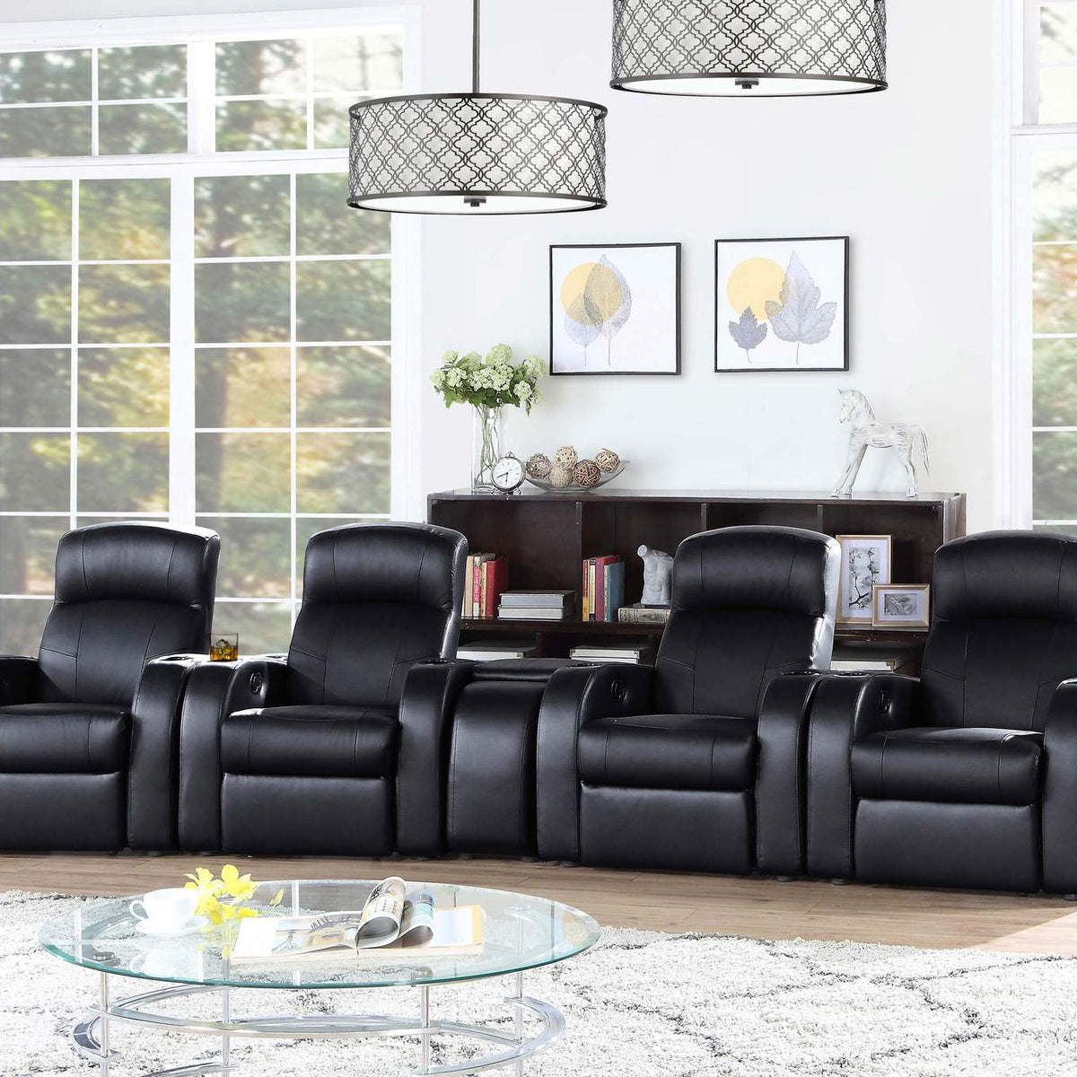 600001 Cyrus Upholstered Track Arm Recliner Black