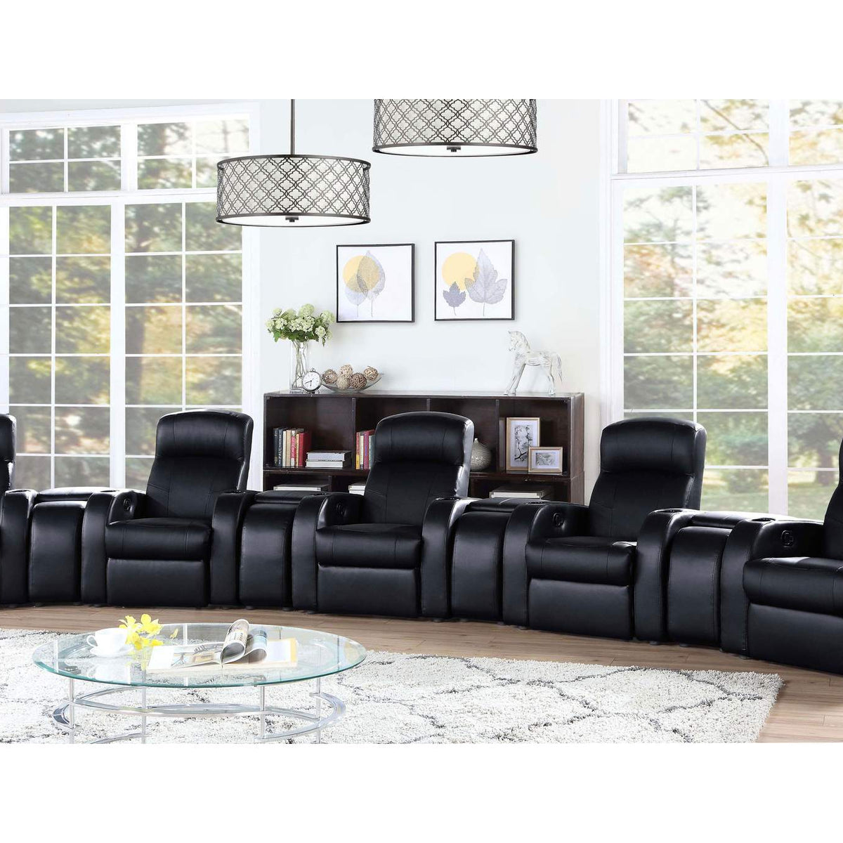 600001 Cyrus Upholstered Track Arm Recliner Black