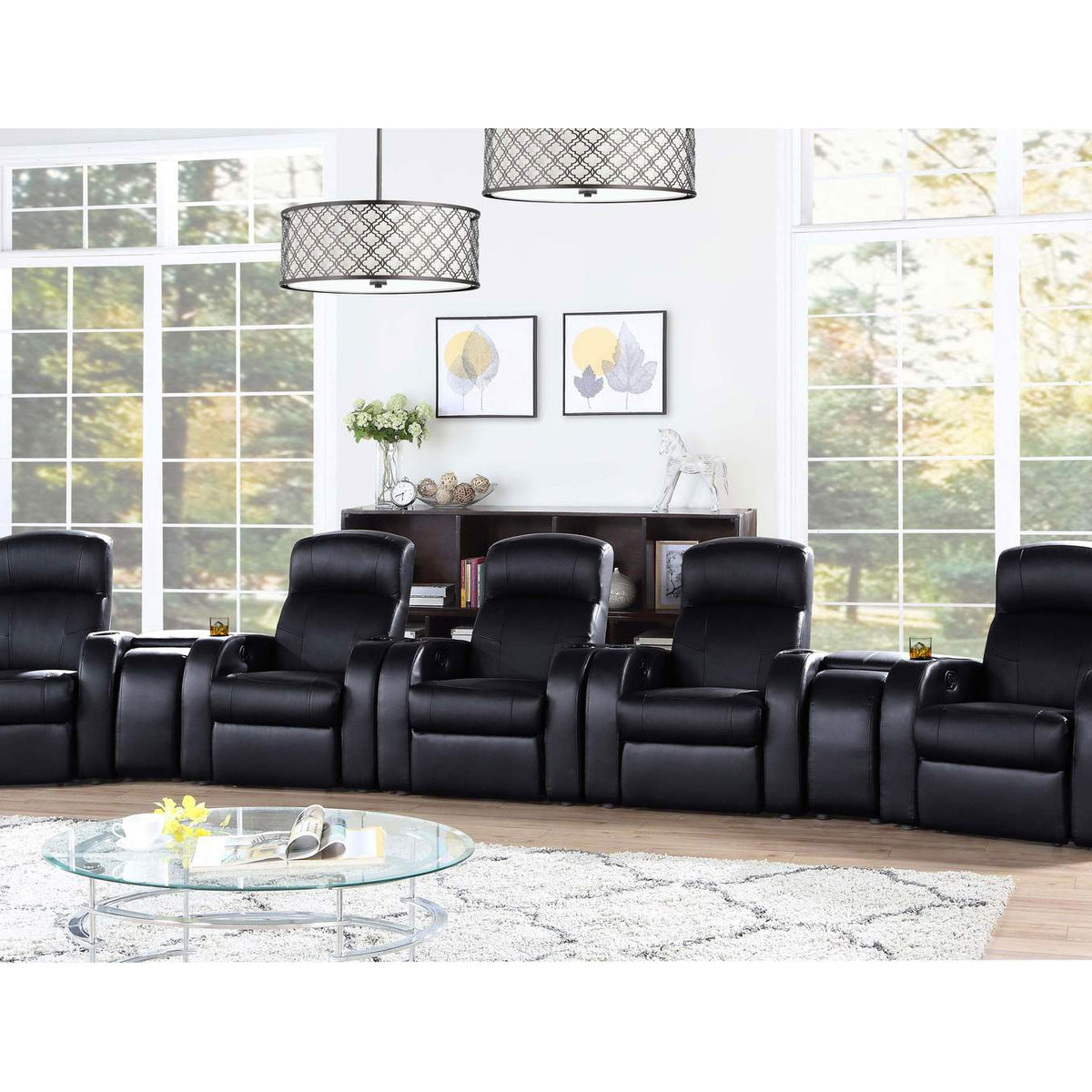 600001 Cyrus Upholstered Track Arm Recliner Black