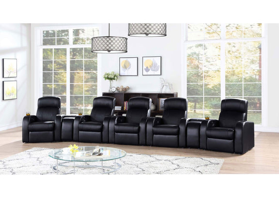 600001 Cyrus Upholstered Track Arm Recliner Black